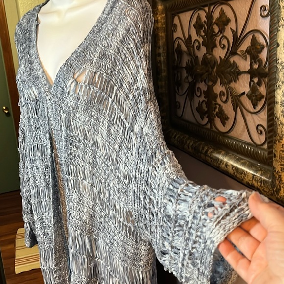 Roaman’s Crochet Cardigan- NWOT long open front with fringe Sz 3X - Picture 4 of 14